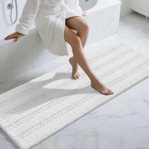Vista 86 de Yimobra Tapetes de baño lavables, de chenilla súper suave y absorbente, para suelo y alfombra, de secado rápido, antideslizante, para bañera y Beige