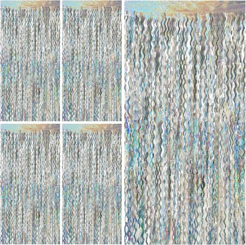 Vista 33 de Cortinas de Flecos de Aluminio con Serpentinas Negras para Telón de Fondo de Fiesta Serpentinas de Aluminio para Decoraciones de Cumpleaños