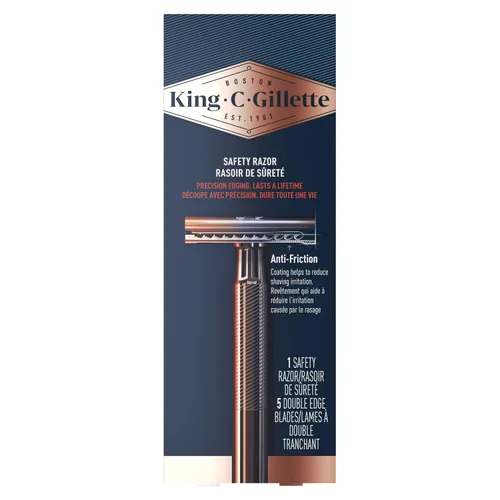 Vista 10 de King C. Gillette Maquinilla de afeitar de seguridad con mango cromado y 5 recambios de hoja de afeitar de seguridad de doble filo recubiertos