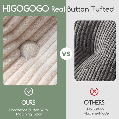 Vista 8 de HIGOGOGO Cojín para silla Papasan con funda de corduroy (sin silla), cojín de apoyo de 48 x 48 pulgadas, cojín para silla acolchado, beige