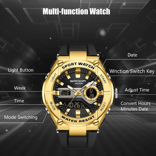 Vista 3 de RORIOS Reloj digital para hombre, relojes militares deportivos con temporizador de alarma, relojes de pulsera luminosos, reloj multifunción