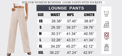 Vista 5 de onlypuff Womens Business Pants Wide Leg High Waisted Capris Straight Long Work Trousers with Pockets