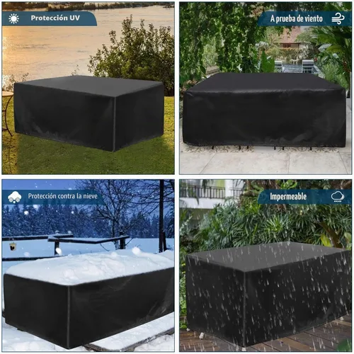 Vista 6 de JESTOP: Fundas para muebles de patio, cubierta rectangular impermeable de 96 pulgadas para mesa al aire libre, tela Oxford resistente 600D, cubierta