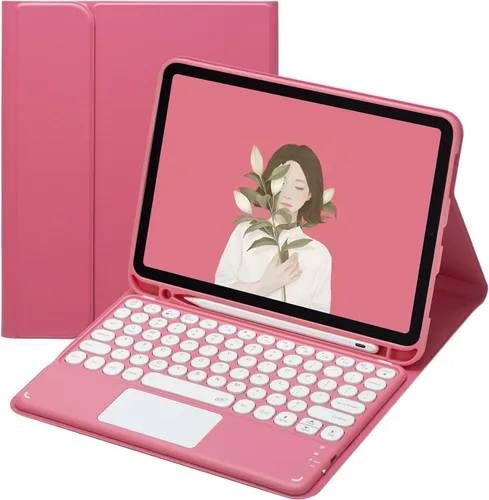 Vista 10 de Funda de teclado para iPad Mini - Funda de piel delgada con teclado desmontable Touchpad, soporte para lápices, color verde menta