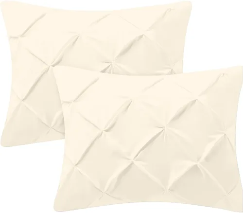Vista 13 de Kotton Culture Juego de 2 fundas de almohada plisadas de 24 x 24 pulgadas, fundas de almohada decorativas, 100% algodón egipcio de 600 hilos, aptas