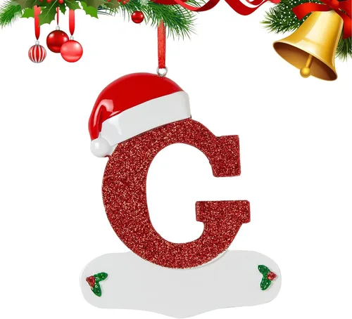 Vista 13 de Adornos de Navidad personalizados de 26 letras, mesa de decoración navideña para interiores (A)