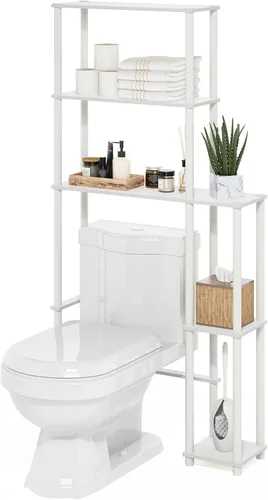 Vista 8 de Furinno Turn-N-Tube para Almacenamiento sobre el Inodoro, Organizador de Baño con 5 Estantes y Ahorro de Espacio, Espresso/Negro