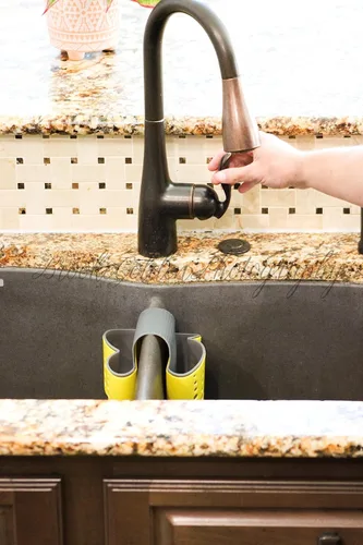 Vista 4 de Crazy Chef - Soporte de esponja para fregadero de cocina, soporte de jabón de plástico, organizador de fregadero para cepillos, esponjas, jabón