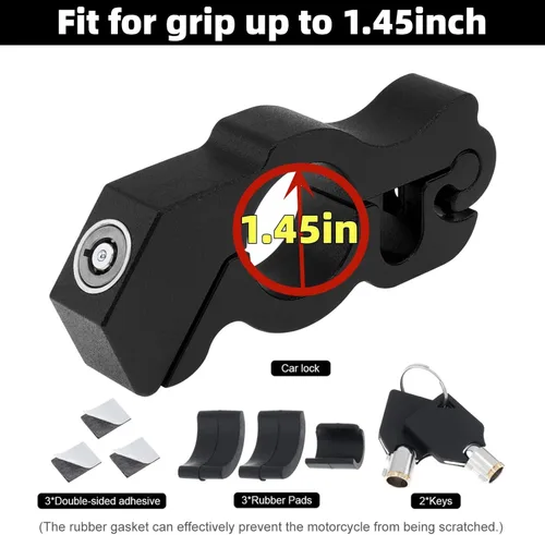 Vista 2 de Windance Cerradura de manillar de motocicleta, antirrobo, palanca de freno resistente, bloqueo de seguridad para ciclomotores, motocicleta, Negro
