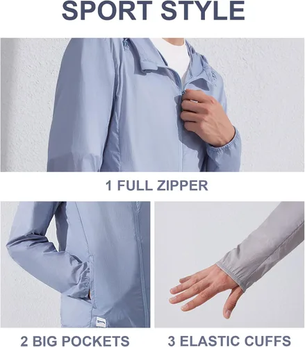 Vista 6 de BENEUNDER UNISEX - Chaquetas de verano ligeras UPF 50+, protección solar de secado rápido, transpirables