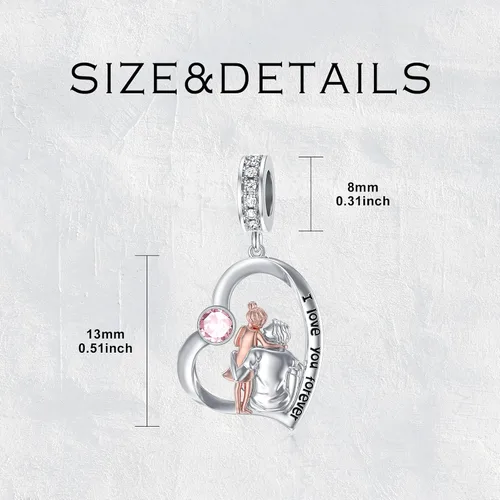 Vista 178 de PROESS Dije para padre, madre e hija, pulsera de plata de ley para pulseras, regalos de cumpleaños, día de San Valentín, para hija, madre, amante