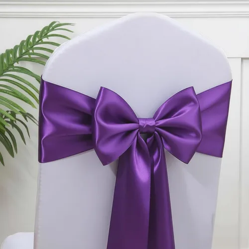 Vista 9 de Bandas de satén para sillas de color azul bebé, paquete de 50 lazos para sillas de color azul claro para boda, revelación de género, baby shower