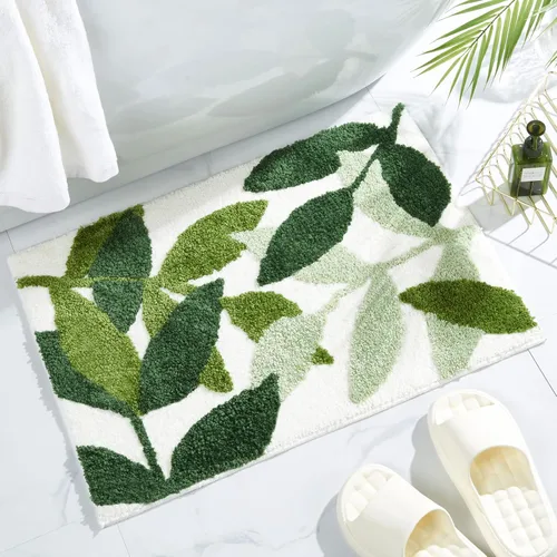 Vista 9 de Gibelle Alfombra de baño azul, antideslizante, fuerte y absorbente de agua, tapete de baño de microfibra de felpa, lavable a máquina, tapete