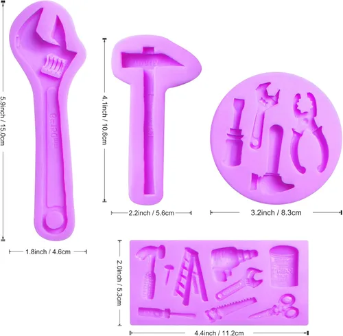 Vista 2 de Herramientas de mano moldes para fondant de chocolate, moldes de silicona, mini alicates, herramientas de construcción, moldes de decoración