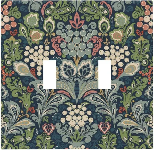 Vista 13 de William Morris Floral Boho Azul Medianoche Azul Bohemio Flor 1 Banda Dúplex Cubierta de Salida Decorativa Receptáculo Único Interruptor Eléctrico