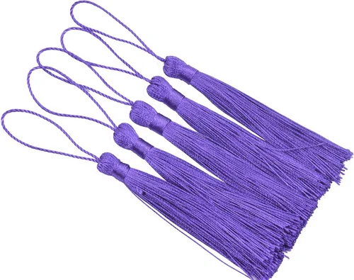 Vista 8 de KONMAY, borlas pequeñas y suaves, con bucles para proyectos de bricolaje, hechas a mano, sedosas, de 3.5 pulgadas, 20