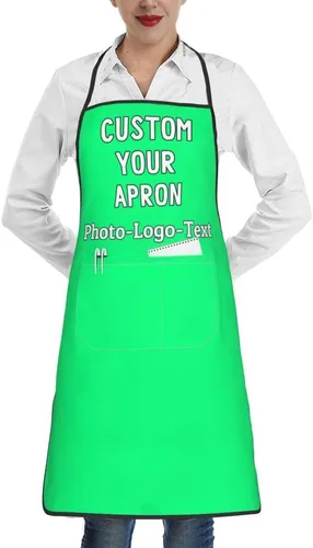 Vista 24 de Delantales personalizados para adultos, delantal personalizado con logotipo de foto, delantal impermeable con 2 bolsillos