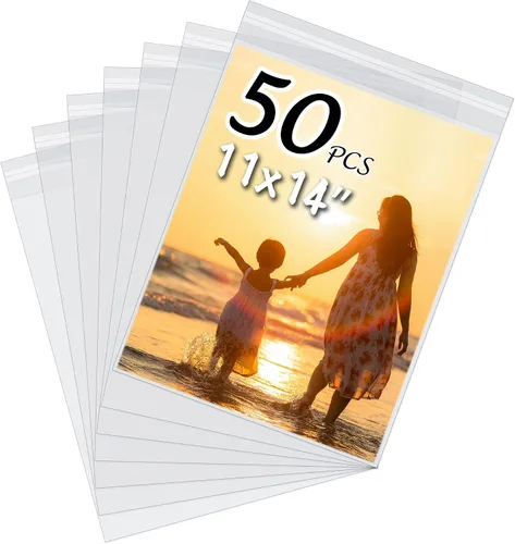 Vista 16 de Paquete de 50 bolsas de almacenamiento sin ácidos transparentes para impresiones artísticas de 8.5 x 11 pulgadas, imágenes, fotos, marcos mate