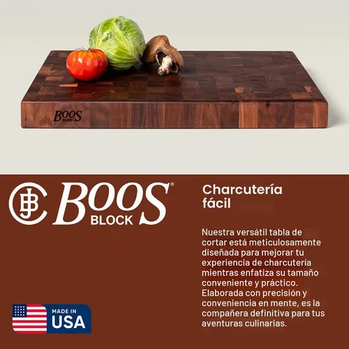 Vista 4 de John Boos Walnut Blo WAL-CCB1812-175 Classic Collection Taco de madera con extremo de grano, 18 "x 12" x 1,75