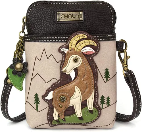 Vista 7 de CHALA Farm Animal Collection - Bolso cruzado para teléfono celular, piel sintética, lona, multicolor, con correa ajustable Vaca - Rayas Negras
