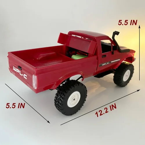Vista 5 de Camión RC WPL C24 RC Crawler escala 1/16 4x4 RC Rock Crawler todo terreno todoterreno Pickup Truck RTR Control remoto LED proporcional acelerador