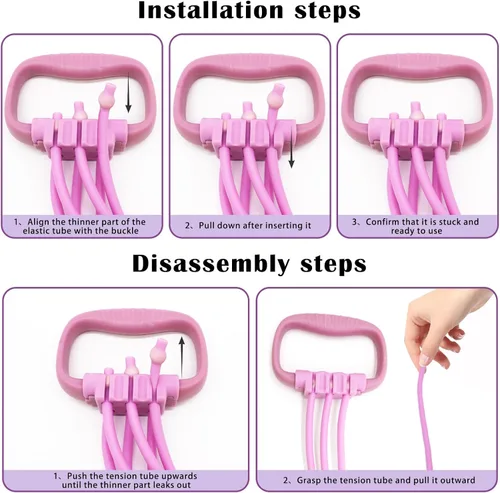 Vista 5 de Resistance Bands with Handles for Women 15-90LBS-6 Tube Adjustable Silicone Exercise Bands Set for Arm Back Exercise, Stretch Bands for Yoga
