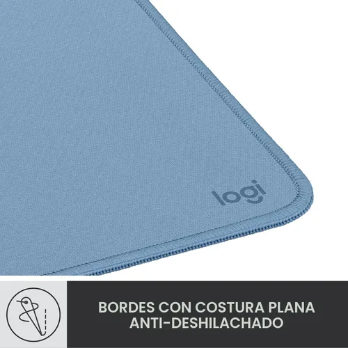 Vista 5 de Logitech Studio Series - Alfombrilla de ratón para computadora, color azul y gris Base de goma antideslizante, superficie de fácil deslizamiento