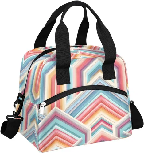 Vista 23 de Pardick Bolsa de almuerzo aislada con diseño de galaxia colorida para mujeres y hombres y adultos, con purpurina, grande, hielera, térmica A01