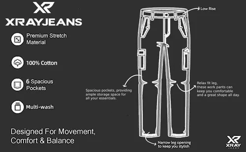 Vista 7 de X RAY Pantalones cargo de pierna recta de ajuste regular para hombre