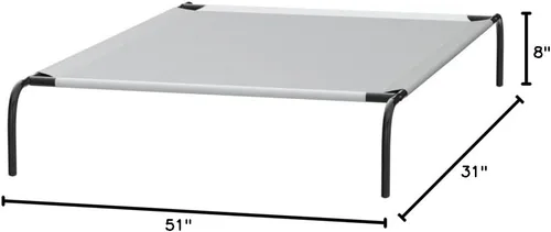 Vista 7 de Amazon Basics Cama elevada transpirable y refrescante para perros con marco de metal para perros grandes, 51 x 31 x 8 pulgadas, color gris