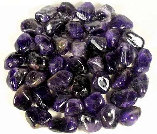 Vista 2 de Guijarros de cabujón de amatista púrpura oscuro pulido natural brillante piedra preciosa de cuarzo cristal mineral Tumbled Stone especímenes