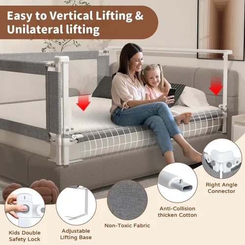 Vista 2 de Riel de cama para niños pequeños, 1 pieza de barandilla de protección de cama ajustable en altura para niños pequeños, rieles de seguridad