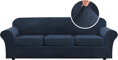 Vista 124 de H.VERSAILTEX - Funda elástica para sofá de 2 piezas, funda protectora de terciopelo, suave, con parte inferior elástica, con un ancho de hasta 49