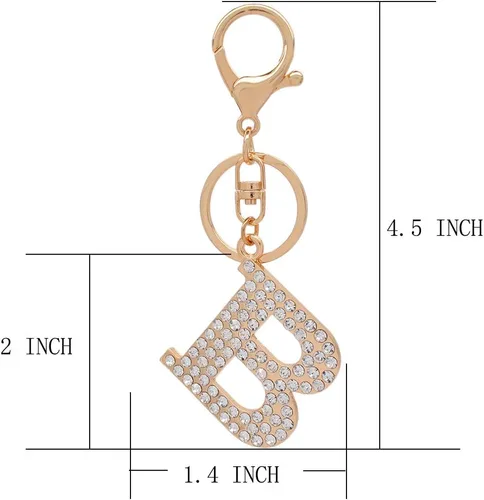 Vista 2 de HOYUNLA Llavero con letra inicial del alfabeto de cristal para mujer, mochila, llavero de coche, decoración