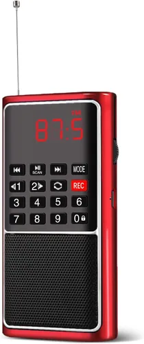 Vista 11 de Leting Radio FM portátil, altavoz MP3 con tarjeta TF/grabación USB, batería recargable de emergencia, la mejor recepción (azul)