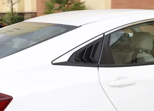 Vista 9 de iJDMTOY Ventana lateral trasera izquierda/derecha con acabado negro para ventanilla lateral trasera compatible con Honda Civic Sedan 2016-21