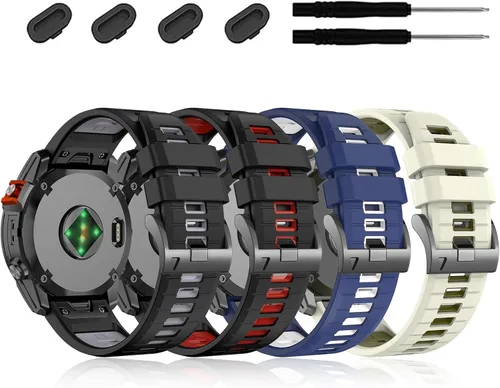 Vista 9 de Correa de reloj QuickFit de silicona de 1.024 in para Garmin Fenix 9/8 Paquete de 3 1