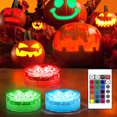 Vista 10 de Luces de calabaza para interior, 16 colores que cambian de Jack O Lantern, luces de linterna de JackoLantern a batería para calabazas al aire libre