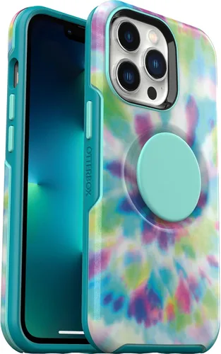 Vista 5 de OtterBox Funda para iPhone 13 Pro Otter + Pop Symmetry Series - Aguas tranquilas (azul), PopSockets integrados PopGrip, delgada, apta para bolsillo