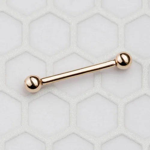 Vista 2 de FreshTrends 14K Gold Straight Barbell 14G - USA Made Gold - Tongue Ring