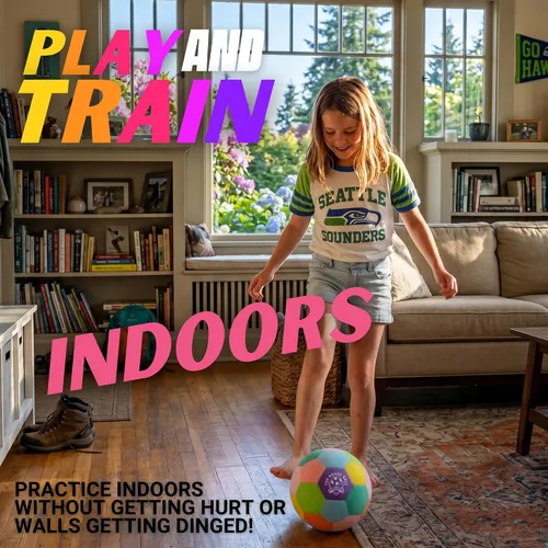 Vista 6 de The House Ball - La pelota de fútbol original suave y segura para interiores, tamaño 4, creada para el interior de tu hogar y patio, sin rozaduras