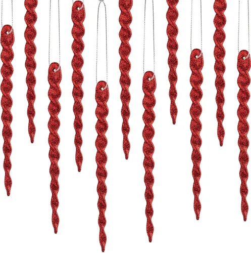 Vista 25 de 30 piezas de carámbanos de plástico trenzados para árbol de Navidad; adornos colgantes para árbol de Navidad, fiesta de Navidad, boda, fiesta