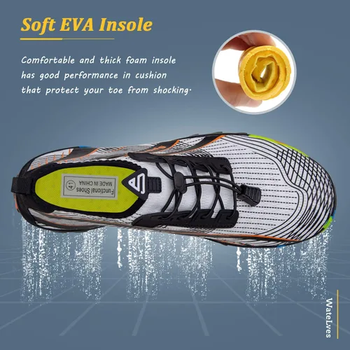 Vista 5 de WateLves Zapatos de agua para hombres y mujeres, para natación, playa, piscina, surfear, hacer yoga o aerobics en el agua, calcetines para el agua