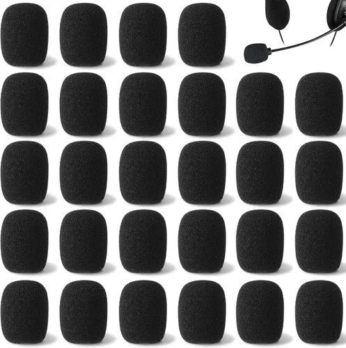 Vista 8 de PAGOW 30 mini parabrisas de micrófono de espuma, cubierta de auriculares de micrófono de alta densidad, parabrisas de micrófono de solapa
