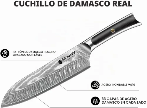 Vista 2 de BRODARK Cuchillo de chef de Damasco de 3 piezas, VG10 de acero de espiga completa afilado, juego de cuchillos de chef japonés profesional