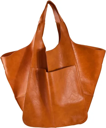 Vista 7 de KlaOYer - Bolso de mano de cuero de gran capacidad, bolso de trabajo, bolso hobo de piel sintética, bolso de mano y bandolera grande, bolso de viaje