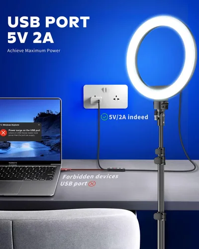 Vista 6 de Kaiess - Anillo de luz para selfie de 10.2 pulgadas con soporte de trípode ajustable de 65 pulgadas y soporte para teléfono para transmisión
