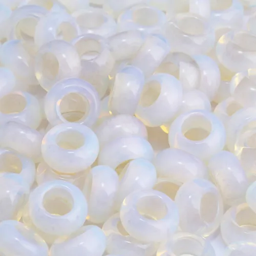 Vista 12 de TUMBEELLUWA Rondelle - Cuentas de piedras preciosas naturales para la fabricación de joyas, cuentas sueltas de agujero grande, paquete de 15
