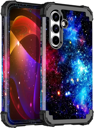Vista 98 de Miqala Funda para Galaxy S21 FE 5G, brilla en la oscuridad, tres capas, resistente, protección a prueba de golpes, parachoques de plástico