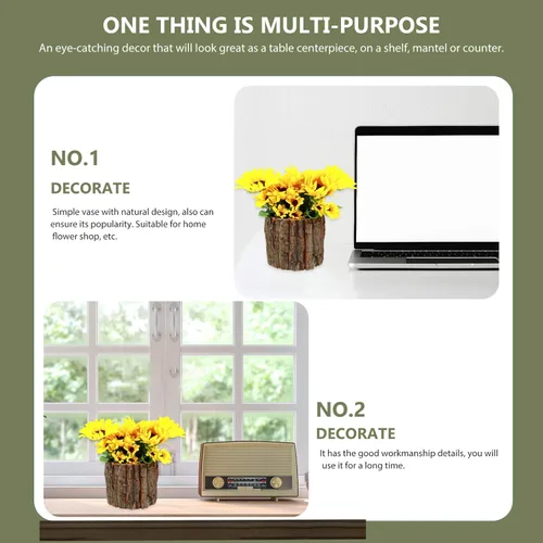 Vista 9 de YARNOW 4 piezas de cactus para decoración de ramo de flores, decoración para el hogar, balcón, jardín, fiesta, cubo de madera rústica, madera